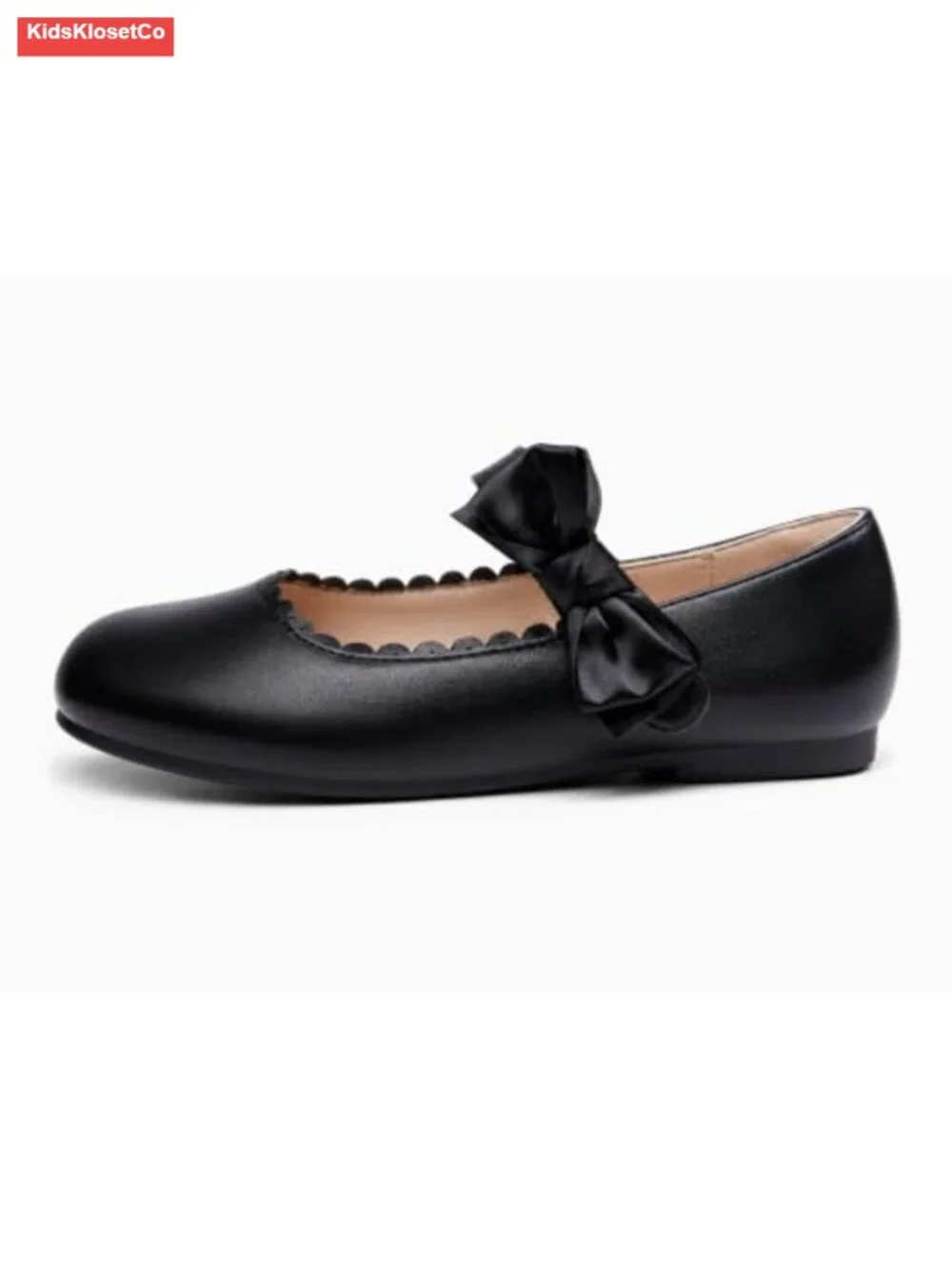 Girls Mary Jane Flats Faux Leather Bow Ballet Dress Shoes